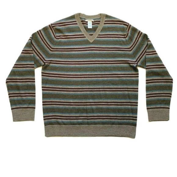 Banana Republic Other - NEW Banana‎ Republic Italian 100% Merino Wool Sweater Pullover Striped V Neck XL